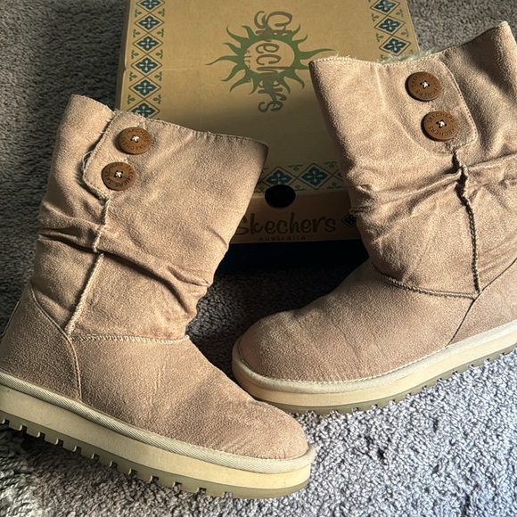 Skechers Australia Boiling Point Faux Fur Boots Button Booties Snow Sand Tan 6 - Picture 6 of 11
